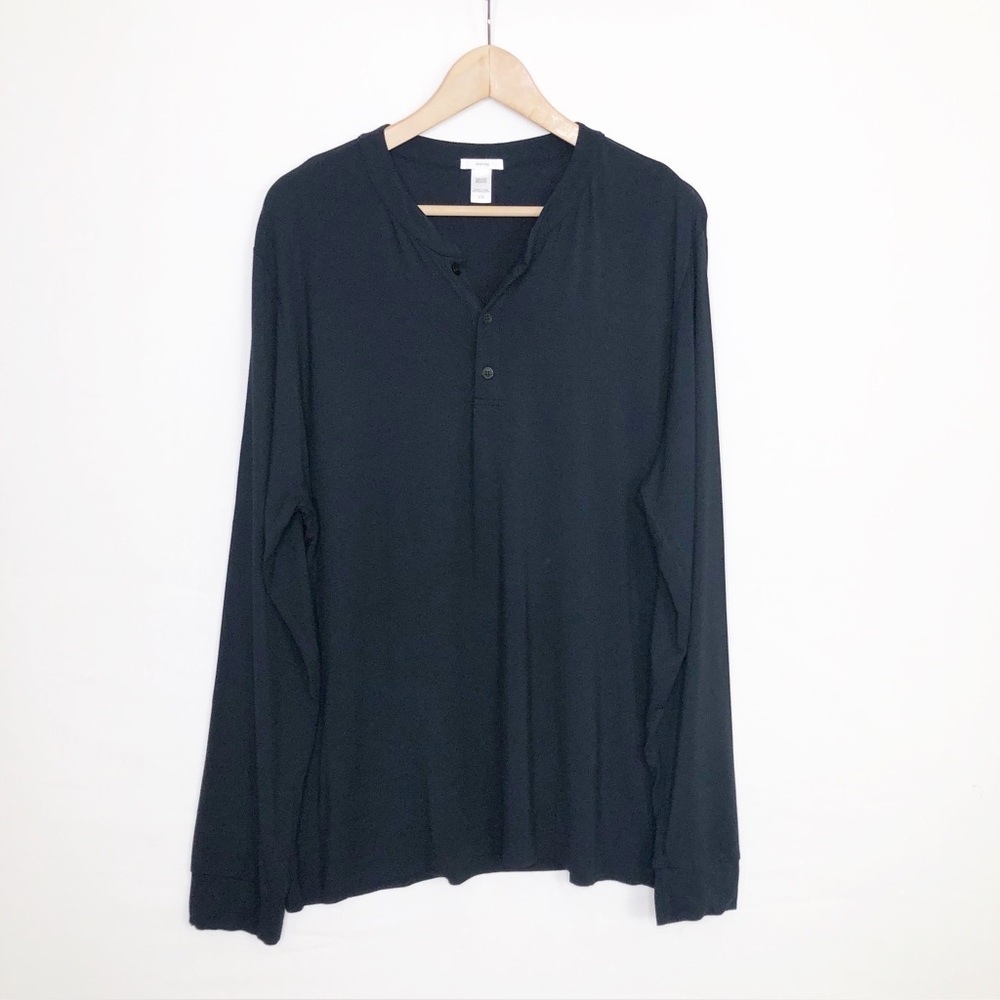 Eberjey black Henley men’s lounge long sleeve top